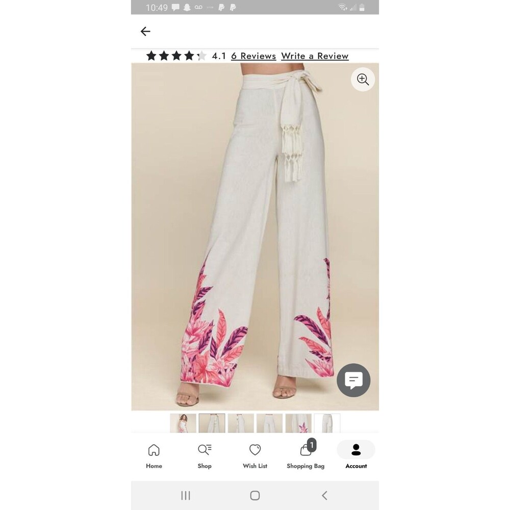 Venus Linen Floral Plants Size: Small W/Tie Sash Waist**NEW WITH TAGS**